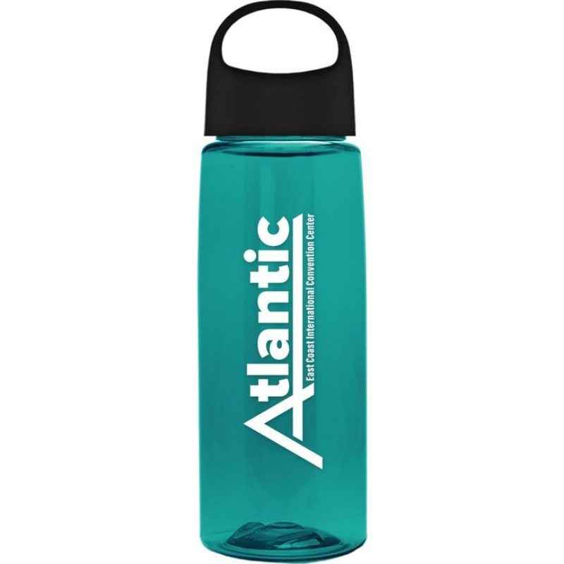 Printed Fair Bottle with Oval Crest Lid (Translucent Teal) _ Custom Water Bottles _ (Polyester) _ Customized